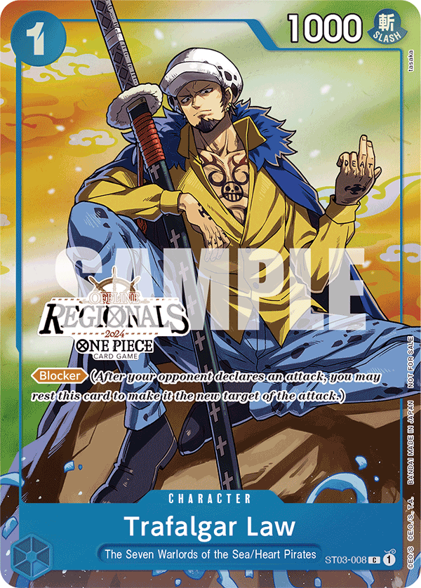 Trafalgar Law ST03-008, the C printing from ST-03 of the One Piece Card Game
