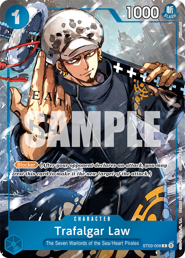 Trafalgar Law ST03-008, the C printing from ST-03 of the One Piece Card Game