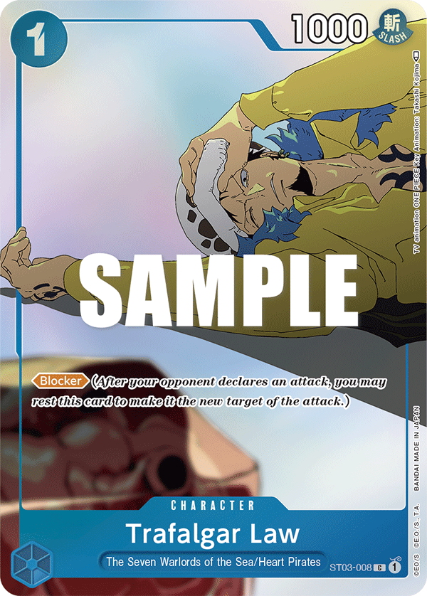 Trafalgar Law ST03-008, the C printing from ST-03 of the One Piece Card Game