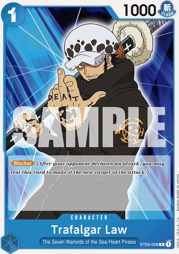 Trafalgar Law ST03-008, the C printing from ST-03 of the One Piece Card Game