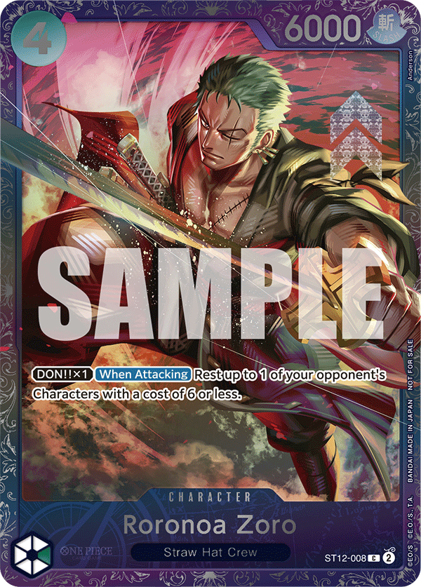Roronoa Zoro ST12-008, the C printing from ST-12 of the One Piece Card Game