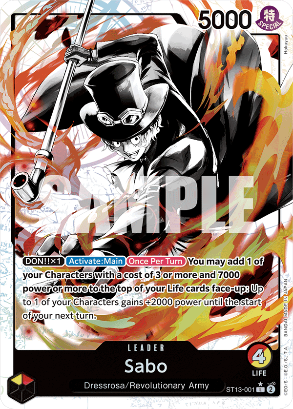 Sabo ST13-001, the L printing from ST-13 of the One Piece Card Game