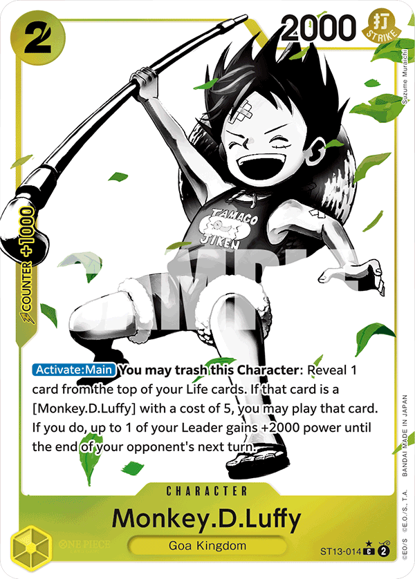 Monkey D. Luffy ST13-014, the C printing from ST-13 of the One Piece Card Game