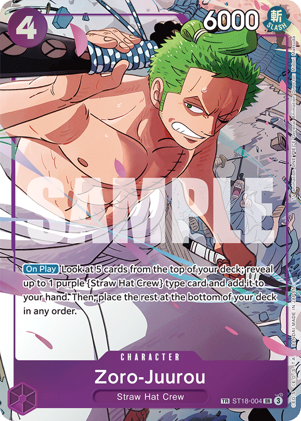 Zoro-Juurou ST18-004, the TR printing from ST-18 of the One Piece Card Game
