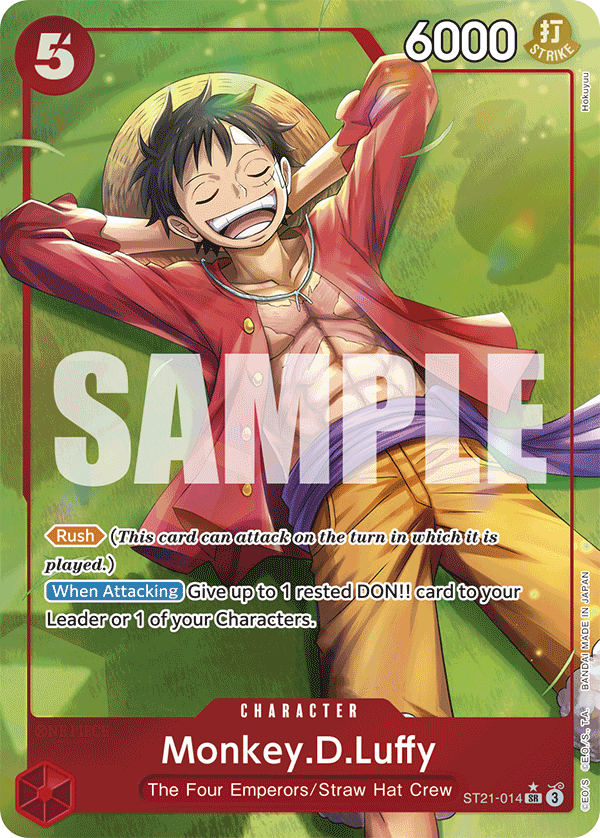 Monkey D. Luffy ST21-014, the SR printing from ST-21 of the One Piece Card Game