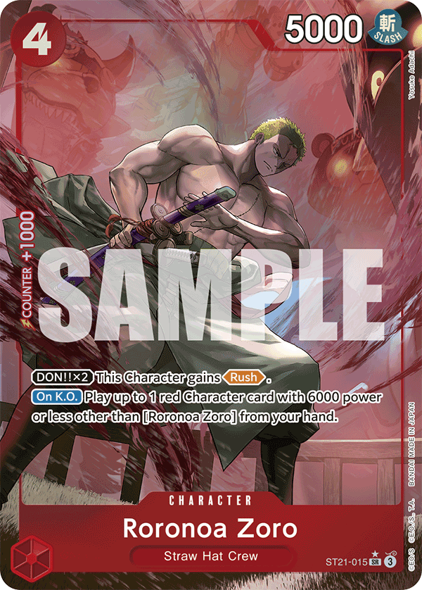 Roronoa Zoro ST21-015, the SR printing from ST-21 of the One Piece Card Game